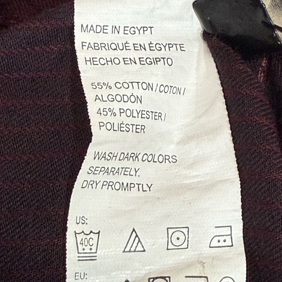 Van Huesen Button Down Dress Shirt Light Pinstripe Over Maroon Long Sleeve M - Picture 7 of 9